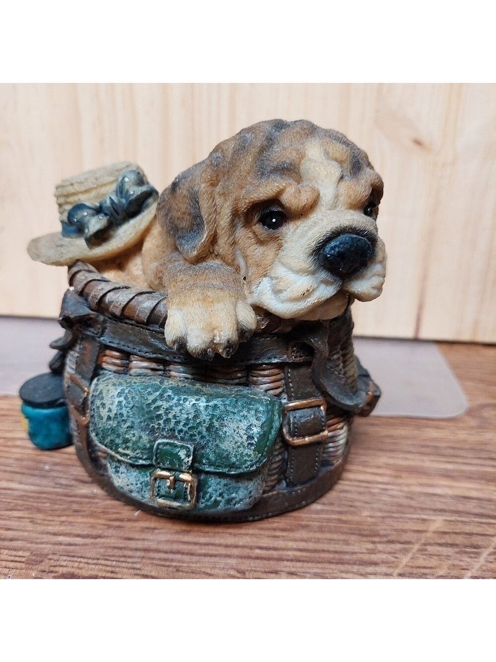 Vintage Ceramic Puppy in a Basket Bank